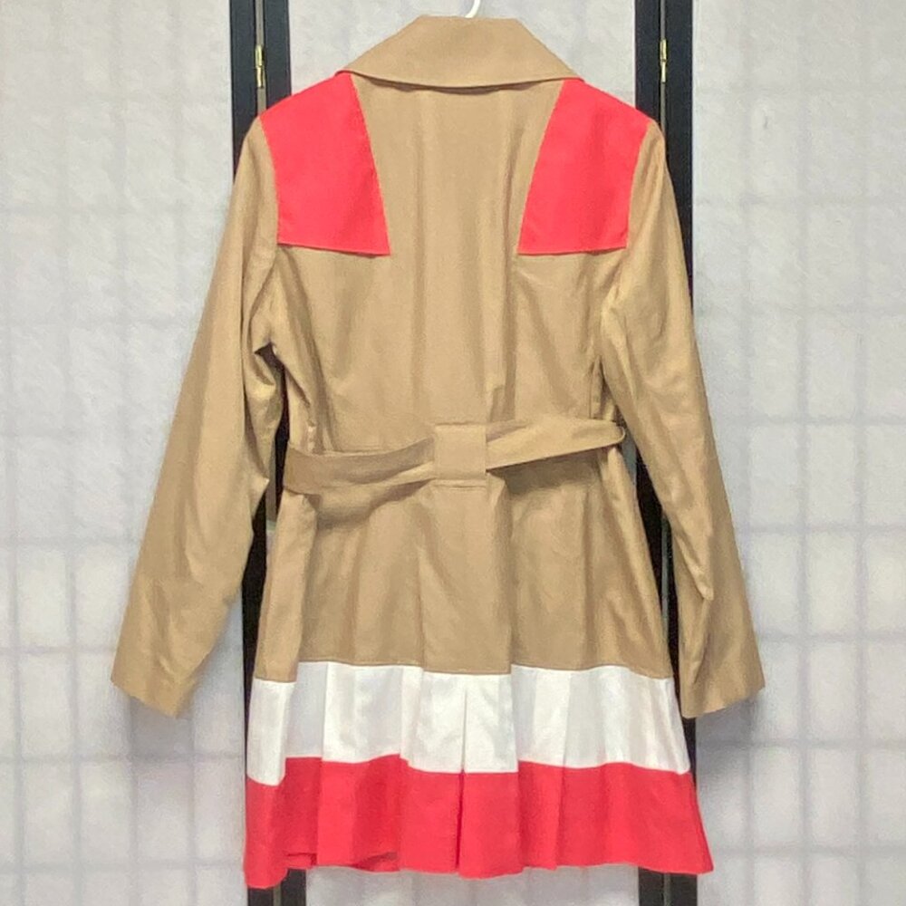 Vintage Iman Platinum Pleated Trench Coat Beige Pink White Classic L Rain Jacket - Picture 2 of 13